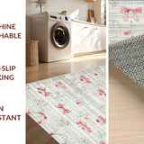 Ultra Soft Area Rug, Non Slip, Stain Resistant, Washable Area Rugs for Living Room, Bedroom, Coquette Pink Bow with Scarlet Berry Boho Area Rug(Gray)
