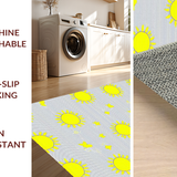 Ultra Soft Area Rug, Non Slip, Stain Resistant, Washable Area Rugs for Living Room, Bedroom, Cute Childlike Sunshine Illustration(Yellow)