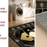 Ultra Soft Area Rug, Non Slip, Stain Resistant, Washable Area Rugs for Living Room, Bedroom, Striking Black and Gold Elegance(Gold)