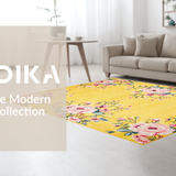 Ultra Soft Area Rug, Non Slip, Stain Resistant, Washable Area Rugs for Living Room, Bedroom, Contemporary Cheerful Flower Layout(Yellow)