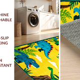 Ultra Soft Area Rug, Non Slip, Stain Resistant, Washable Area Rugs for Living Room, Bedroom, Safari Adventure Dino Playfield(Yellow)
