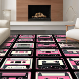 Ultra Soft Area Rug, Non Slip, Stain Resistant, Washable Area Rugs for Living Room, Bedroom, Lively 80s Inspired Soundscape(Pink)