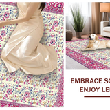 Ultra Soft Area Rug, Non Slip, Stain Resistant, Washable Area Rugs for Living Room, Bedroom, Artistic Pink Garden Motif(Ivory)