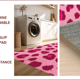 Ultra Soft Area Rug, Non Slip, Stain Resistant, Washable Area Rugs for Living Room, Bedroom, fluffy leopard print(Pink)