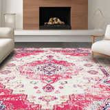 Ultra Soft Area Rug, Non Slip, Stain Resistant, Washable Area Rugs for Living Room, Bedroom, Chic Modern Abstract Swirl Motif(White)