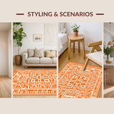 Ultra Soft Area Rug, Non Slip, Stain Resistant, Washable Area Rugs for Living Room, Bedroom, Sophisticated Soft Cream Trellis Style(Orange)