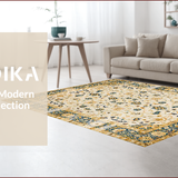 Ultra Soft Area Rug, Non Slip, Stain Resistant, Washable Area Rugs for Living Room, Bedroom, Chic Minimalist Floral Arrangement(Beige)