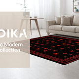 Ultra Soft Area Rug, Non Slip, Stain Resistant, Washable Area Rugs for Living Room, Bedroom, Sleek Symmetrical Geometric Motif(Black)
