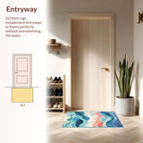 Beach Breeze Area Featuring Playful Fish Silhouettes with Rippled Water Art(Blue)