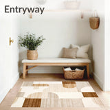 Contemporary Cream & Brown Geometric Area(Beige)