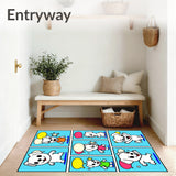Friendly Puppy Adventure Scene Floor with Comic Strip Style(Blue)