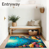 Illusion Ocean Area Rug Vibrant Coral Reef Carpet(Blue)