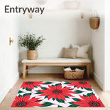 Poinsettia Bloom Botanical Print Yuletide Textile Design(Red)