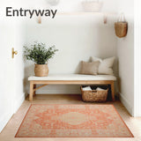 Woven Elegance Area Featuring Subtle Geometric(Orange)
