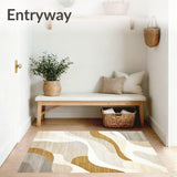 Contemporary Area Ultra Non Slip with Striking Abstract Art(Beige)