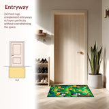 Ultra Soft Area Rug, Non Slip, Stain Resistant, Washable Area Rugs for Living Room, Bedroom, Jungle Animals Nursery Rug(Green)