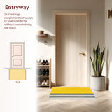 Ultra Soft Area Rug, Non Slip, Stain Resistant, Washable Area Rugs for Living Room, Bedroom, Microfiber Striped Shower(Yellow)