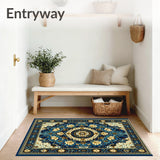 Elegant Geometric Area with Intricate Design in Blue and Gold(Blue)