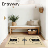 Basketball Court Beige Floor Black Key Black Lines Gray Circle(Beige)