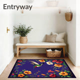 Nectar Half Round with Hummingbird and Trumpet Flower Design(Purple)