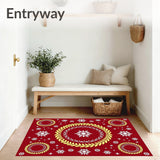 Nordic Frosted Flurry Interlocking Laurel Motif with Golden Highlights(Red)