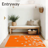 Fleece Meadow Dandelion Seed Drift Design Shag Floor(Orange)