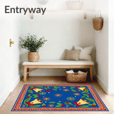 Festive Bells Motif with Snowflake and Holly Leaf Accents(Blue)