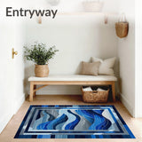 Intricate Geometric Wave Area with Modern Abstract Design(Blue)