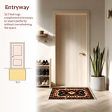 Ultra Soft Area Rug, Non Slip, Stain Resistant, Washable Area Rugs for Living Room, Bedroom, Vintage Lodge Wildlife(Black)