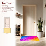 Ultra Soft Area Rug, Non Slip, Stain Resistant, Washable Area Rugs for Living Room, Bedroom, Fluffy Rainbow Tie-Dye(Red)