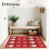Festive Snowman Parade with Swirling Winter Starburst Motifs(Red)