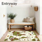 Beige with Retro Dinosaur Prints and Global Cartography(Green)