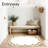 Tan Area with Ornate Floral Medallion Motifs and Curved Edges(Gold)