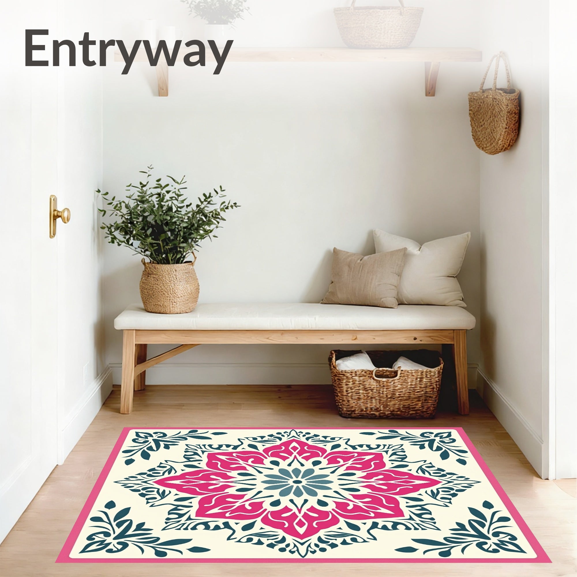 Boho Floral Medallion Transitional Elegant Timeless Practical Accessory (Pink) - ODIKA