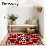 Snowflake Area with Festive Holiday Motifs(Red)