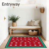 Snowflake Motif Holiday with Festive Checkered Border Design(Red)
