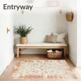 Antique Inspired Gentle Floral Motif Area(Beige)