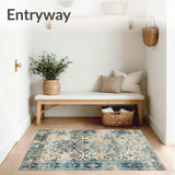 Geometric Vintage Distressed Over Dyed Beige Blue Collection(Beige)