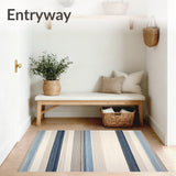 Textured Stripe Beige Blue Area(Beige)