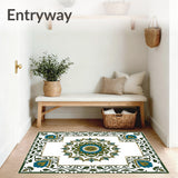 Botanical Medallion Lattice with Modern Leaf Embellishments (Green) - ODIKA