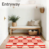 Buffalo Check Inspired Grid Contemporary Floor Accent(Red)
