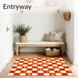 Harvest Checkerboard Decorative Floor with Autumn Motifs(Orange)