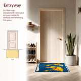 Ultra Soft Area Rug, Non Slip, Stain Resistant, Washable Area Rugs for Living Room, Bedroom, Earth from Space Round(Blue)