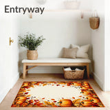 Autumn Harvest Doormat Rug with Cheerful Pumpkin Design for Welcoming(Orange)
