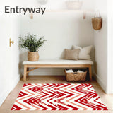 Elegant Chevron Design Featuring Symmetrical Festive Motifs(Red)