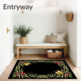 Festive Bells Motif with Holly Sprigs and Glitter Accents Design(Black)