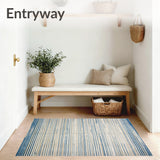 Handcrafted Loop Pile Featuring Subtle Beige and Blue Tones(Blue)