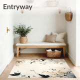 Artistic Nature Inspired Area with Fluttering Wing and Petal Design(Beige)