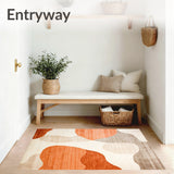 Radiant Boho Hallway Colorful Abstract Runner with Orange Accents(Beige)