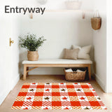 Checkered Gingham with Autumn Harvest Design(Red)